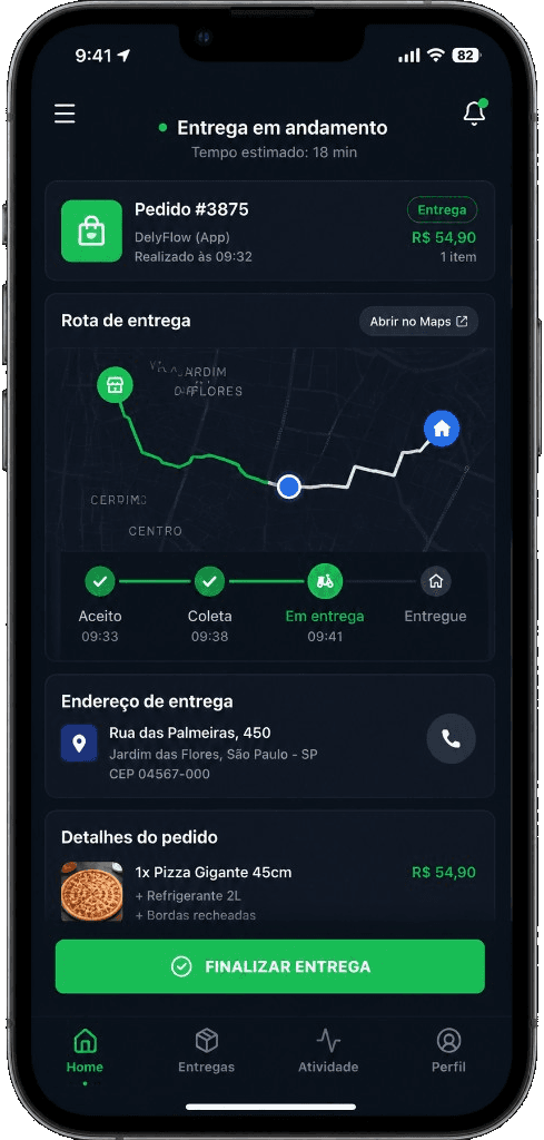 App do entregador DelyFlow