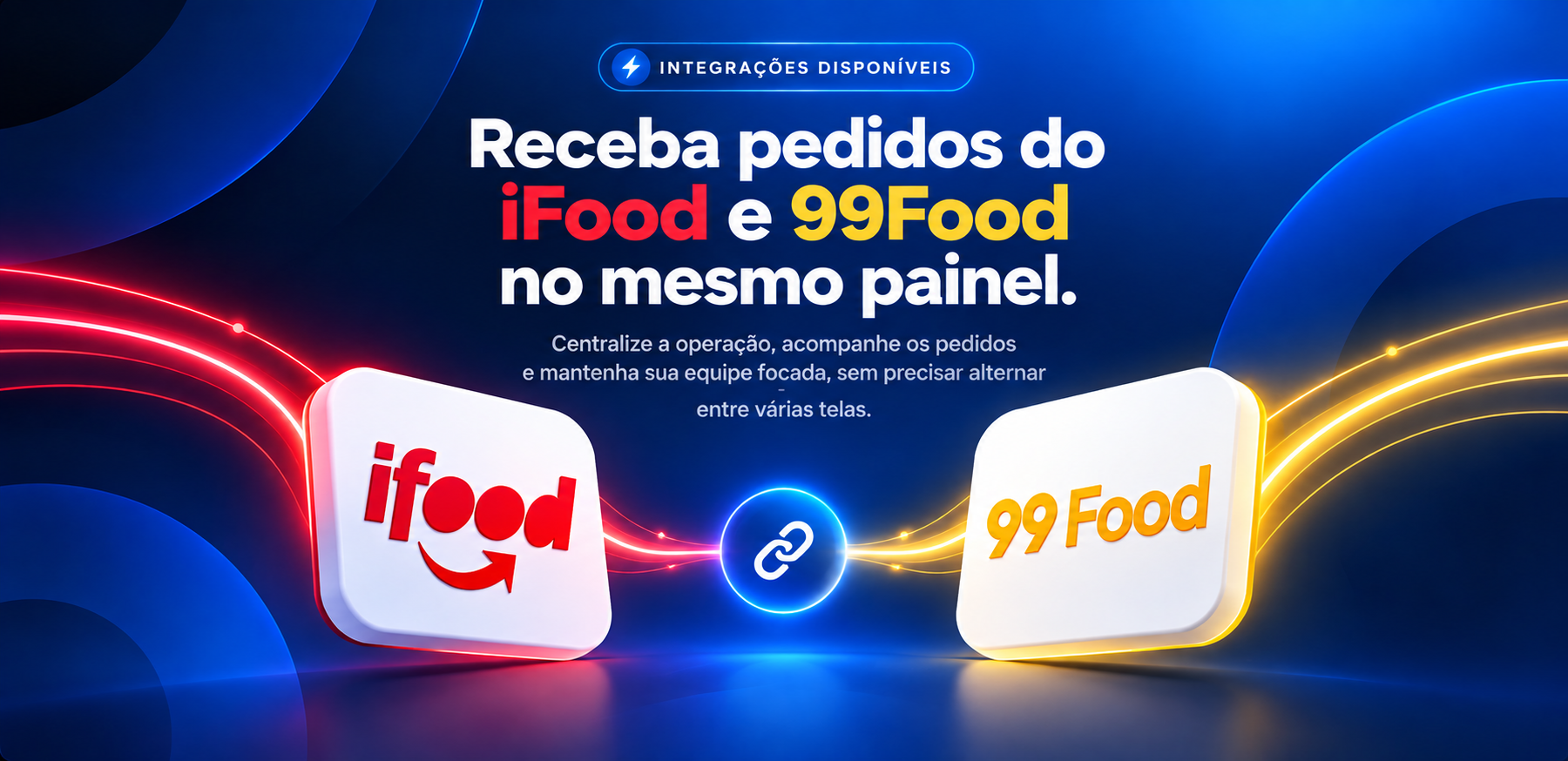 Receba pedidos do iFood e 99Food no mesmo painel